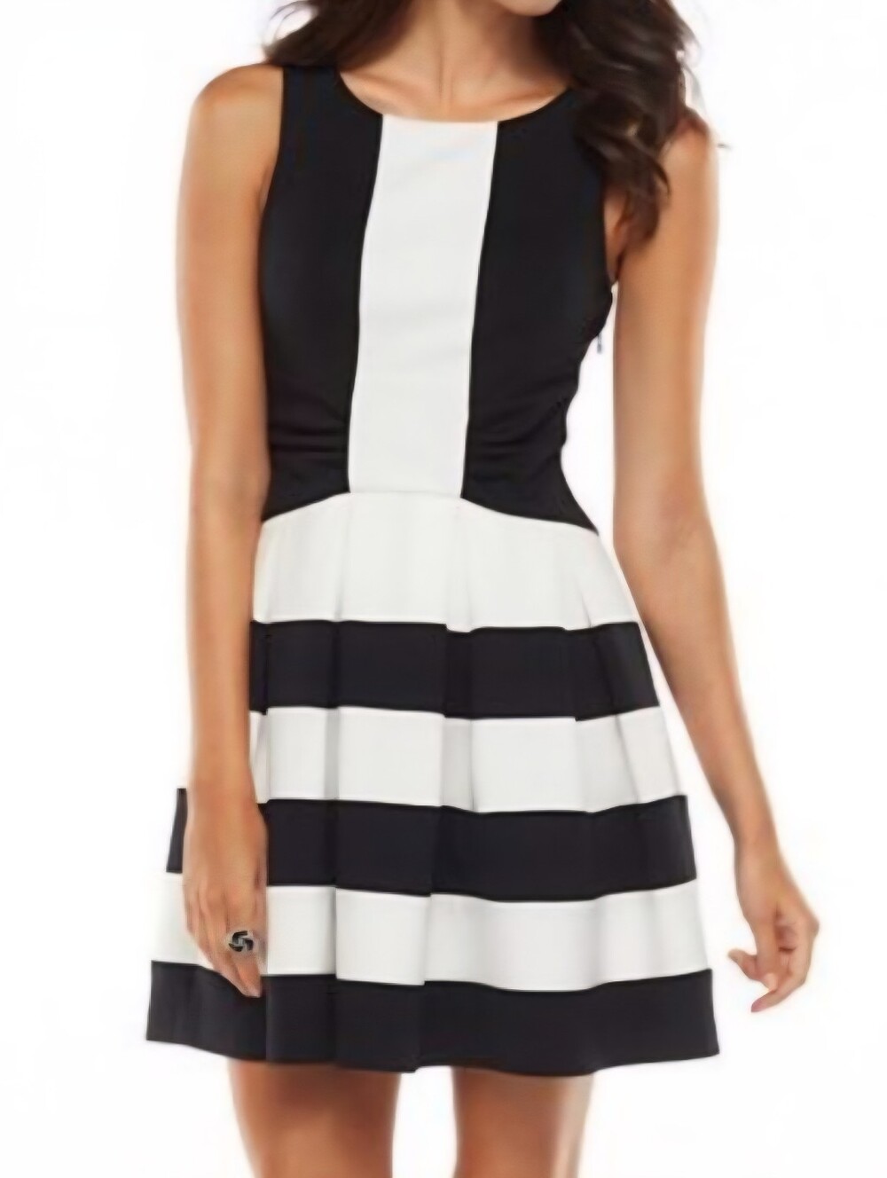 ELLE Black and White Stripe Dress size 8